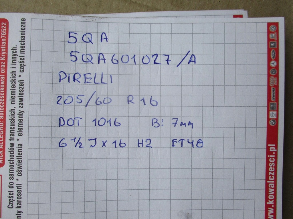 Ersatz-Ersatzrad 5QA601027A ET48 R16 Product image