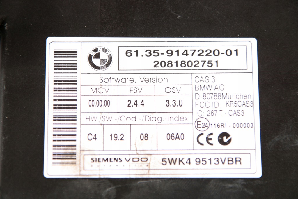 BMW E90 318i N43 COMPUTER + CAS + SCHLÜSSEL 7579142 Product image