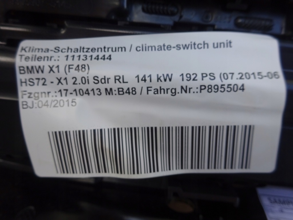 BMW F48 RADIO-KLIMAANLAGE PANEL 9371457 Product image