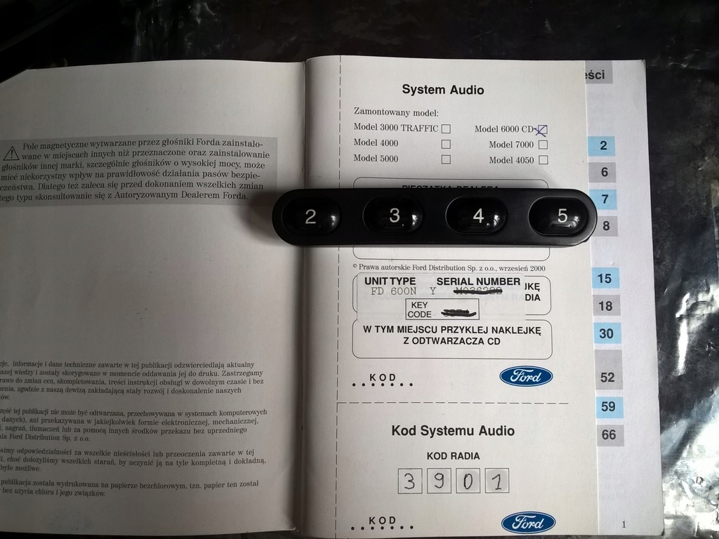 FORD MONDEO FOCUS FIESTA RADIO 6000CD RDS EON + CODE Product image