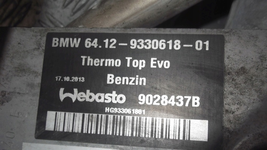 BMW F01 F06 F07 F10 F13 WEBASTO HEIZUNG BENZIN Product image