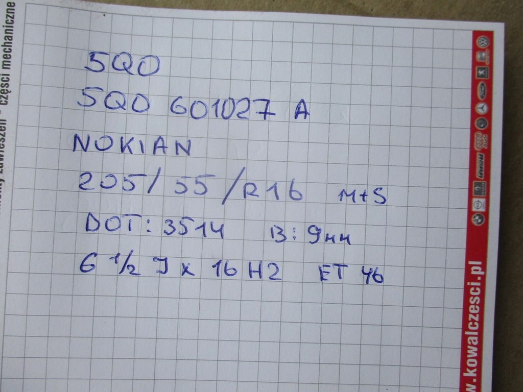 Ersatz-Ersatzrad 5Q0601027A R16 M+S ET46 Product image