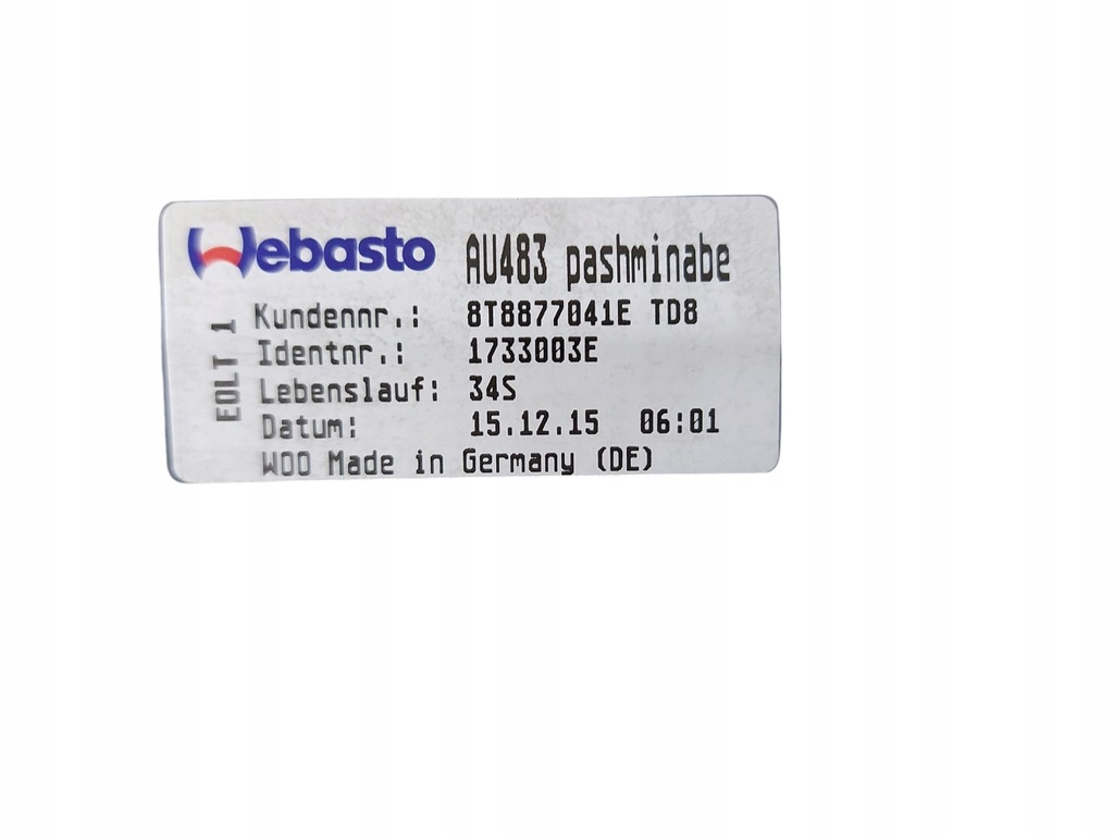 Audi A5 Sportback Schiebedach Audi OE 8T8877041E 2015 Product image