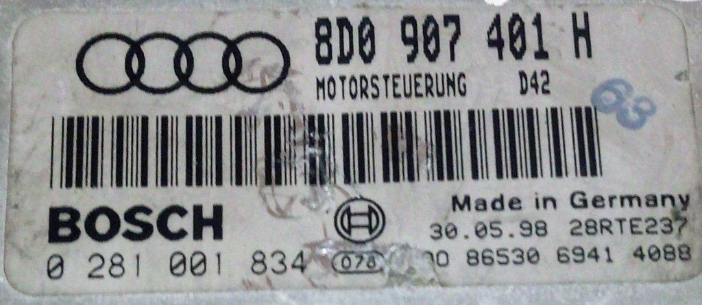 Controller 8D0907401H 0281001834 OHNE IMMO Product image