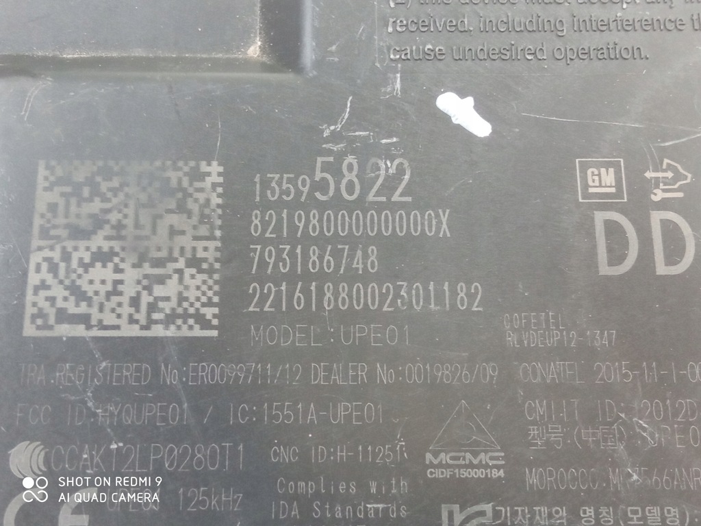 OPEL ASTRA K MODUL KEYLESS CONTROLLER 13595822 Product image
