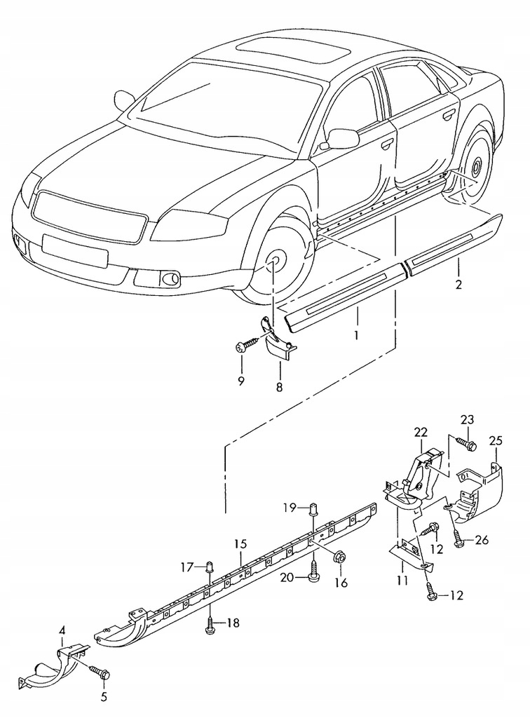 LINKER RAHMENLEISTE AUDI A8 D3 LANG 4E4853859D LZ9Y Product image