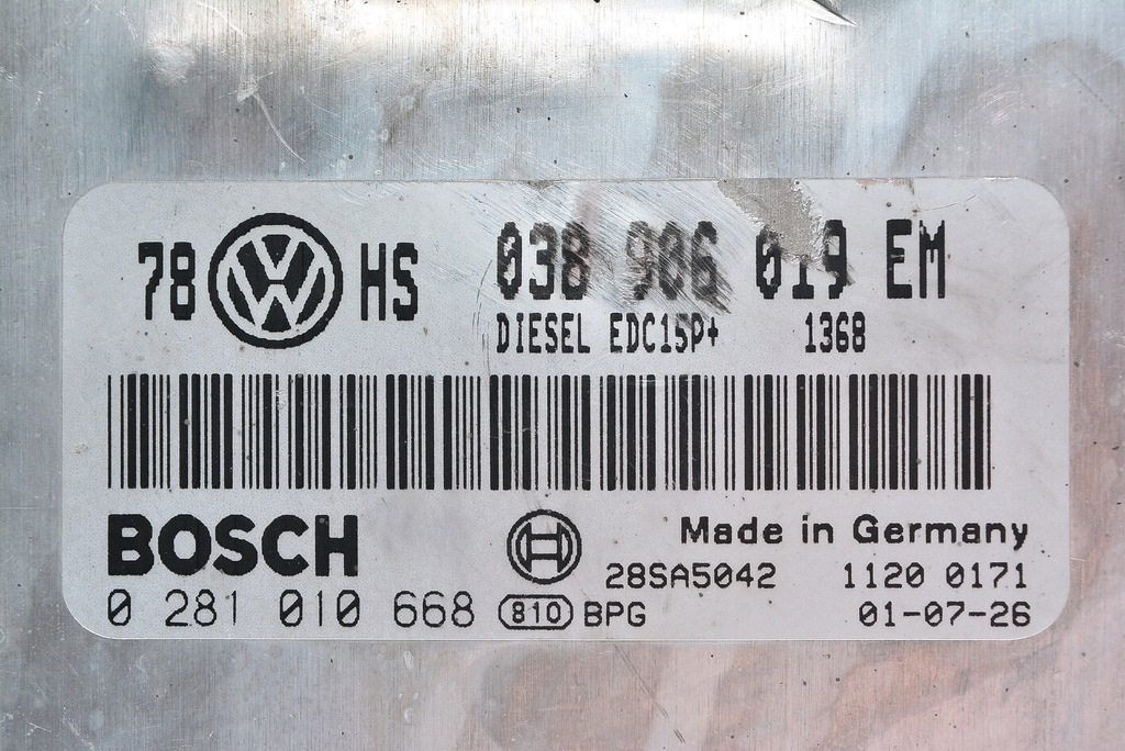 Computer PASSAT B5 1.9 TDI 038906019EM 0281010668 Product image