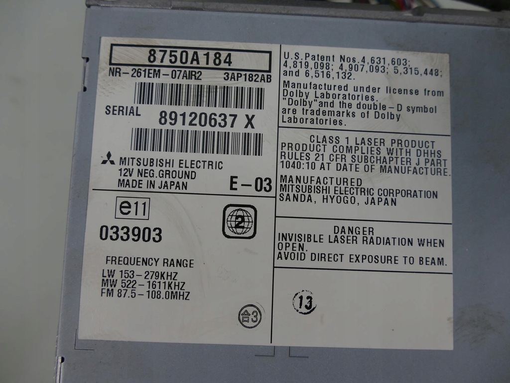 MITSUBISHI OUTLANDER II RADIOPLAYER NAVIGATION NAVI MONITORBILDSCHIRM Product image