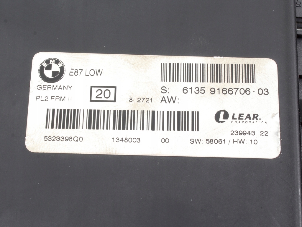 LICHTSTEUERMODUL BMW E87 PL2 FRM II 9166706 Product image