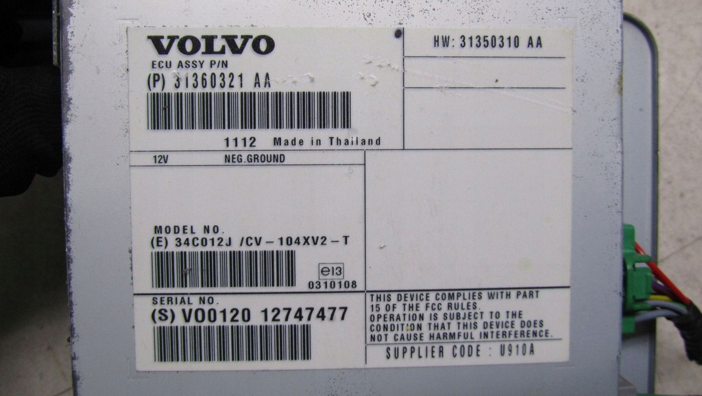VOLVO V60 RADIOVERSTÄRKER 31360321 10-13 123 Product image