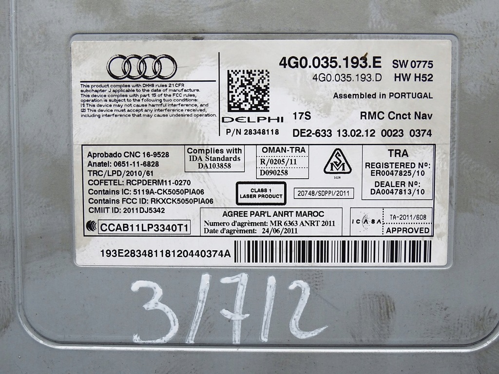 2X SD-KARTENLESER FÜR NAVIGATION AUDI A6 C7 4G0035193E Product image