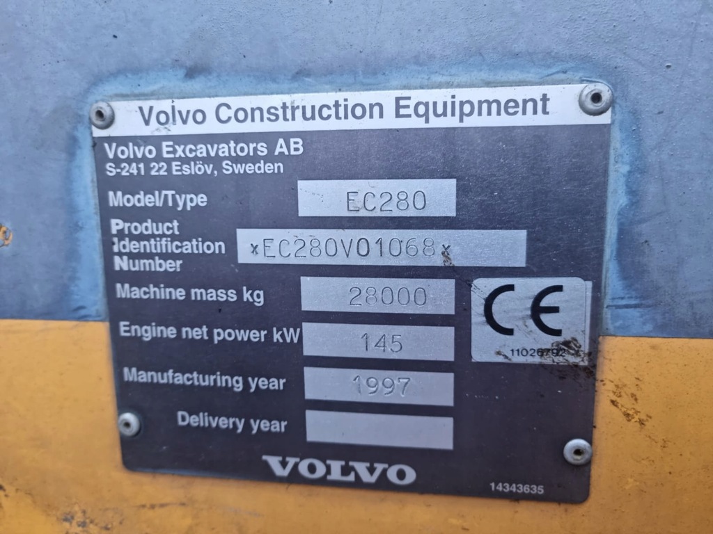 LUFTFILTERGEHÄUSE FÜR VOLVO-BAGGER EC280 1997 Product image