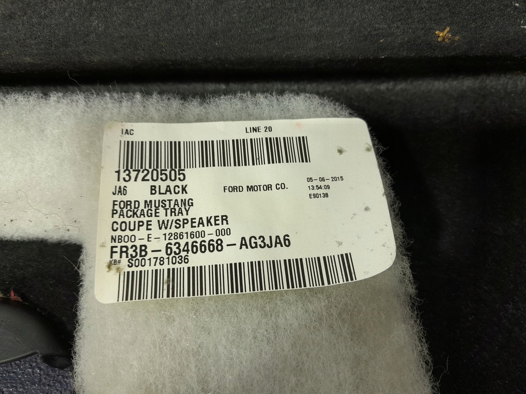 FORD MUSTANG VI HINTERER KOFFERRAUMREGAL FR3B-6346668-AG Product image