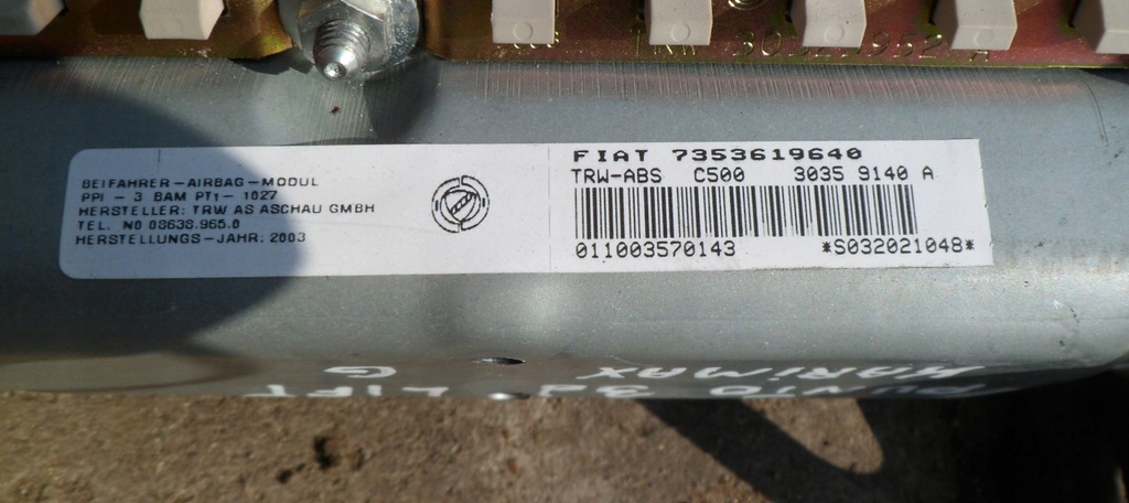 Airbag Passagier Airbag Punto 2 II 99-2010 Weiß 735361964 Product image