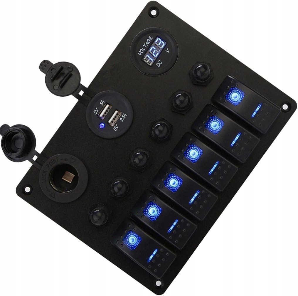 MARINE BOAT PANEL DIGITAL VOLTMETER DUAL USB PORTS 12V Product image