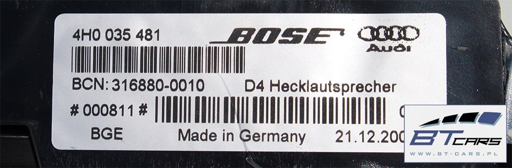 Audi A8 Lautsprecher Bose Sound System 4H 4H0035411A 4H1035401 4H1035402 4H0035 Product image