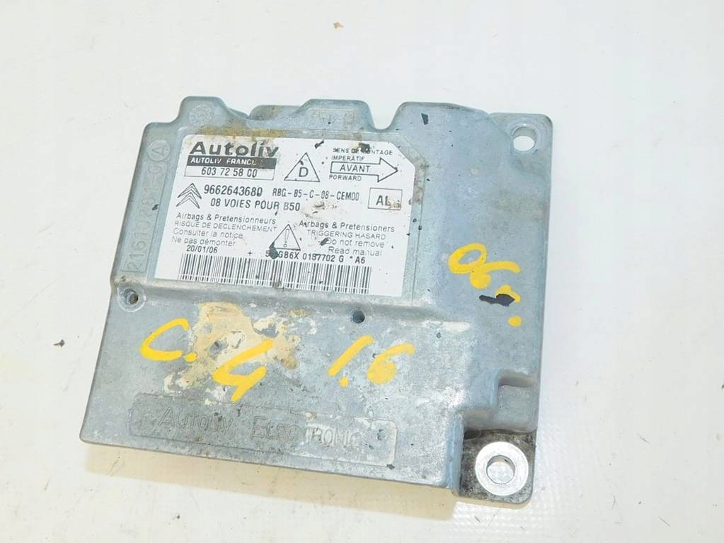 CITROEN C4 I 1.6 2006 SENSOR AIRBAG 9662643680 Product image