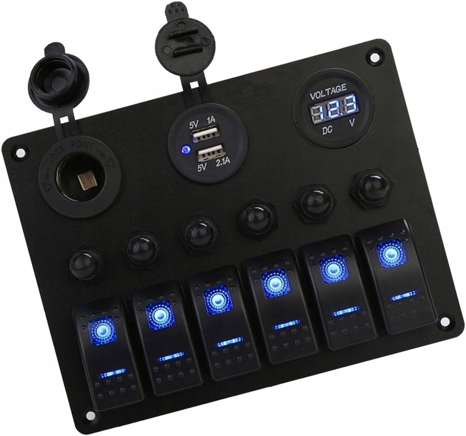 MARINE BOAT PANEL DIGITAL VOLTMETER DUAL USB PORTS 12V Product image