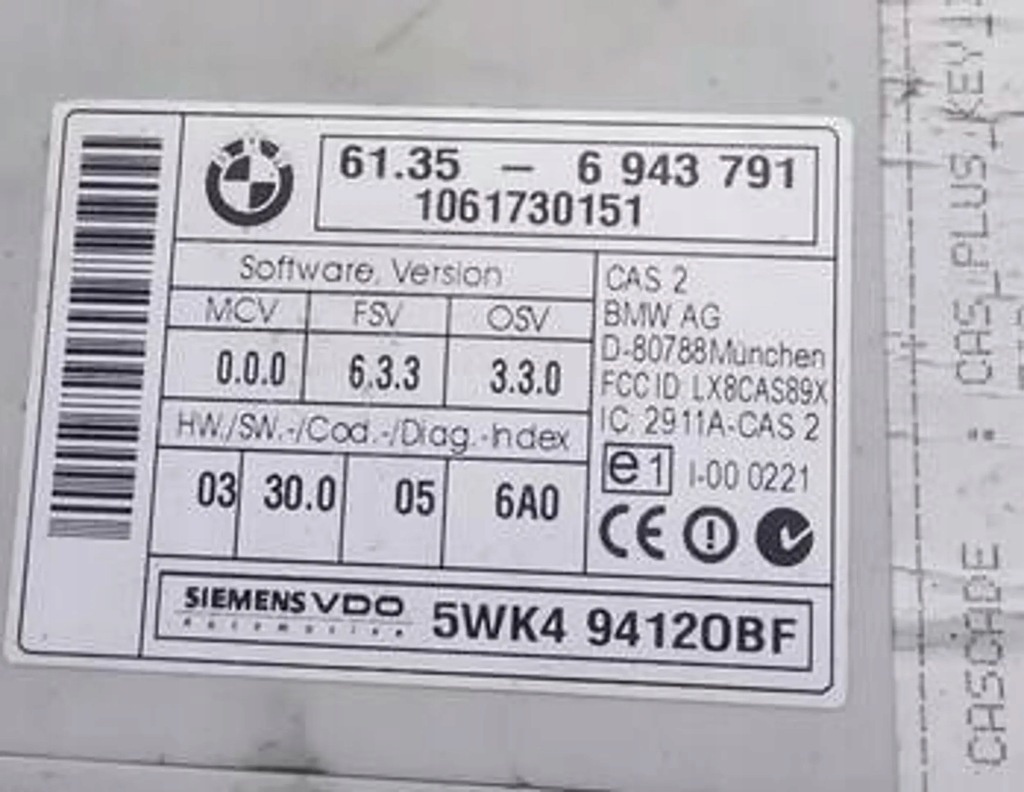BMW 5 E60 E61 03–10 – CAS-CONTROLLER-MODUL 6943791 Product image