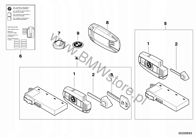 BMW E60 E87 E90 GROT SCHLÜSSEL ZÜNDSCHLÜSSEL FUNKFERNBEDIENUNG 868 MHz 6954808 Product image