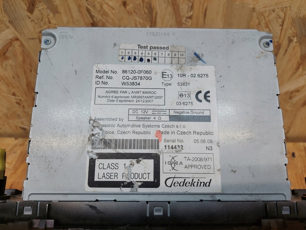 TOYOTA VERSO 09 – WERKSRADIO ORIGINAL 86120-0F060 Product image