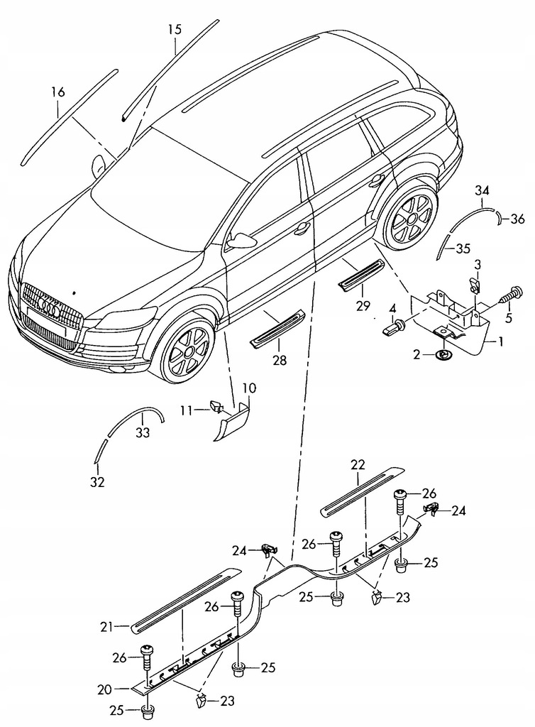 STREIFEN, RECHTE RAHMENABDECKUNG, AUDI Q7 4L 4L0853656 Product image