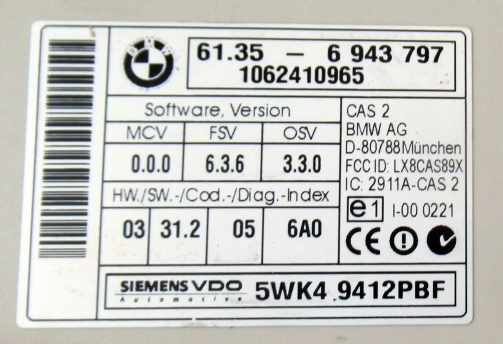 BMW 5 E60 E61 CAS-CONTROLLER-MODUL 6943797 Product image