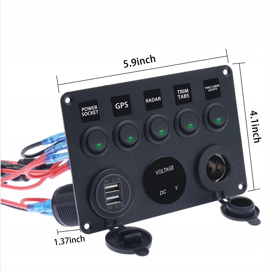 MARINE BOAT PANEL DIGITAL VOLTMETER DUAL USB PORTS 12V Product image