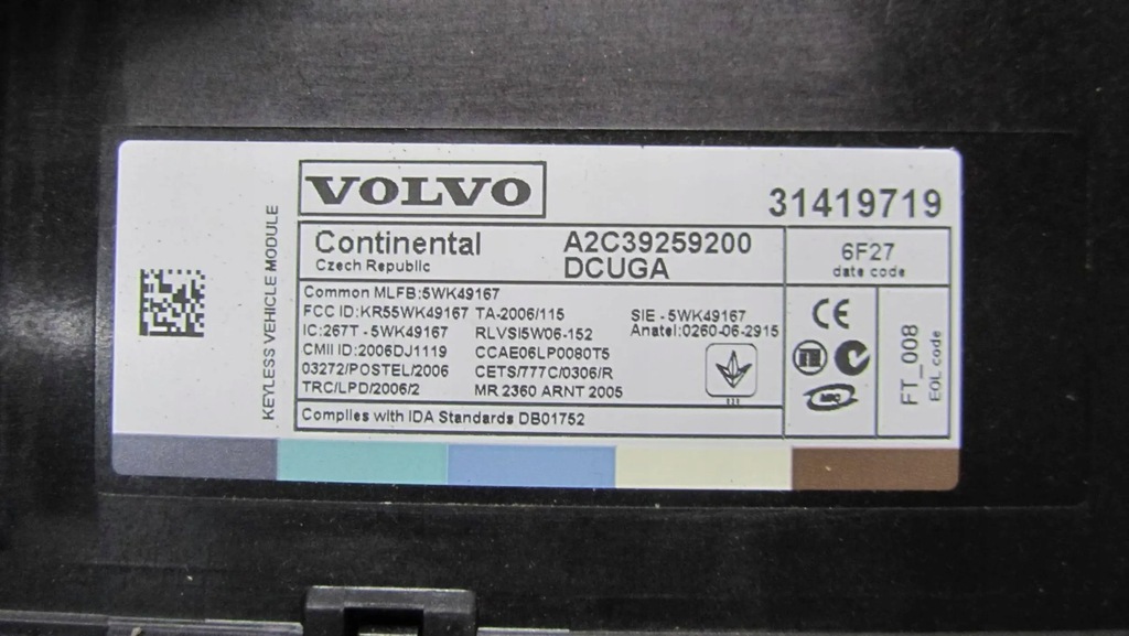 VOLVO XC60 SCHLÜSSELLOSER STEUERGERÄT 31419719 13- Product image