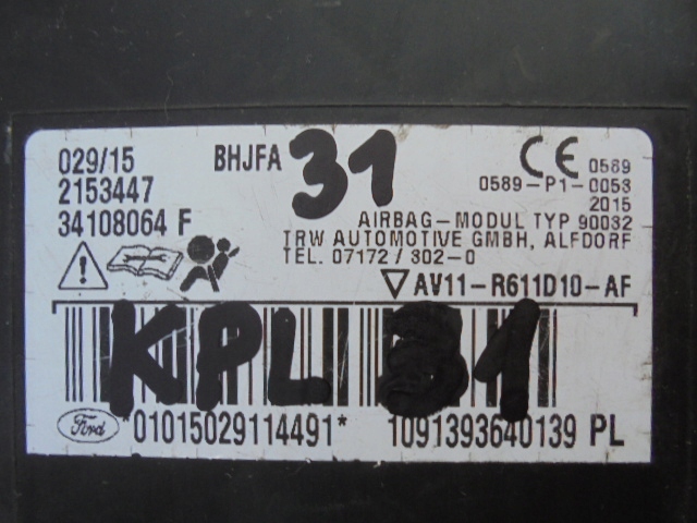 FORD B-MAX AIRBAG-KISSEN-SET RECHTS Product image