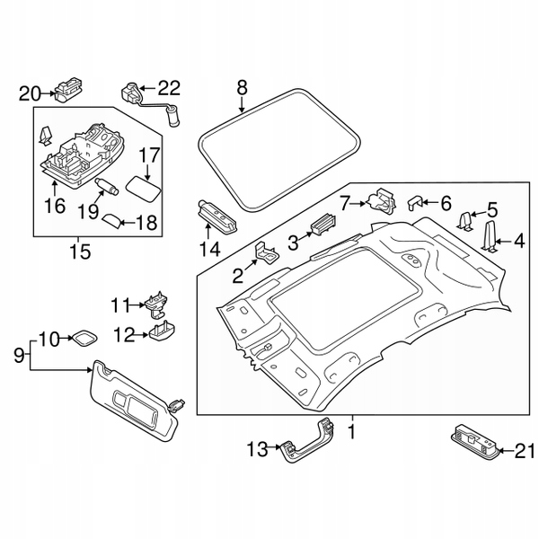 Rahmen Schiebedach Panorama Audi Q3 SQ3 I 15-18 Lift Product image