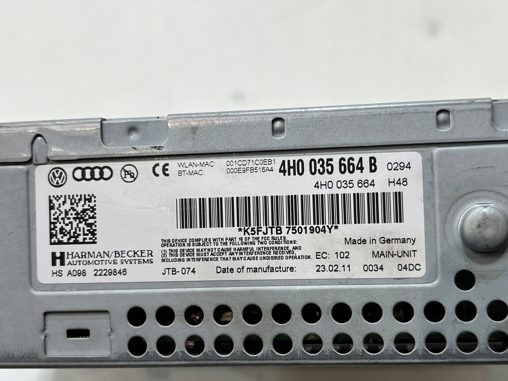 NAVIGATIONSLESEGERÄT AUDI A8 D4 4H0035664B FUNKTIONSFÄHIG, RECHTLICH! Product image