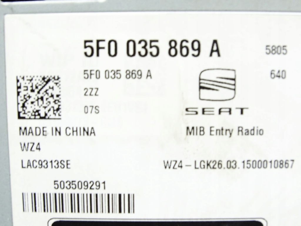 Radio -Radio -CD -Display Sitz Leon III 5F 5F0035869a Product image