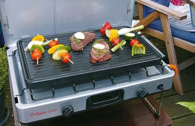 FALTBARER GASKOCHER MIT GRILLPLATTE HPV CALYPSO 5000 50 mbar AUSGANG Product image