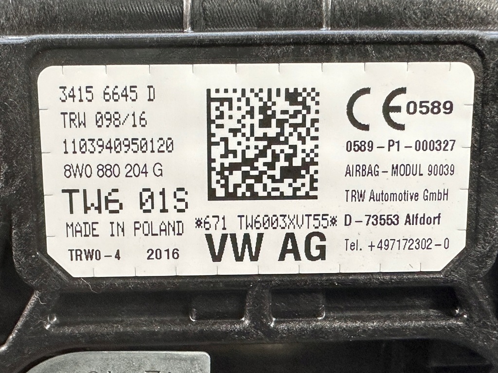 Audi A4 B9 A5 F5 8W Airbag Passagier 8W0880204G + Plugins Product image