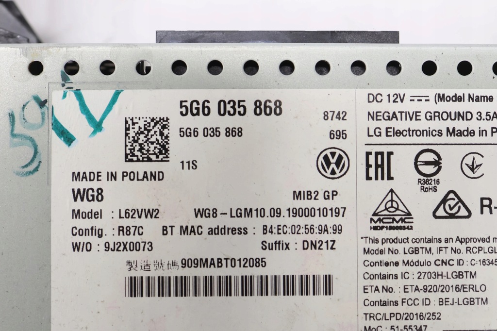 VW Golf VII Navigationsradio 5G6035868 Lift Product image