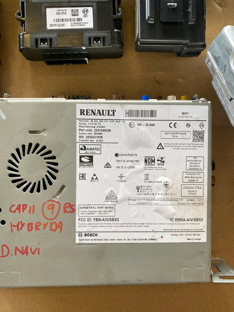 RENAULT CAPTUR II HYBRID-COMPUTER BCM 259154859R 284B29294R 237A00158R Product image