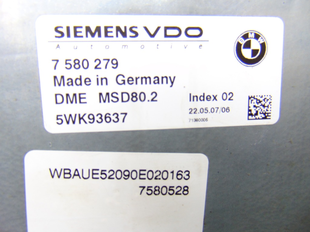 ECU BMW E81 LCI E90 E91 7580279 Motor Product image