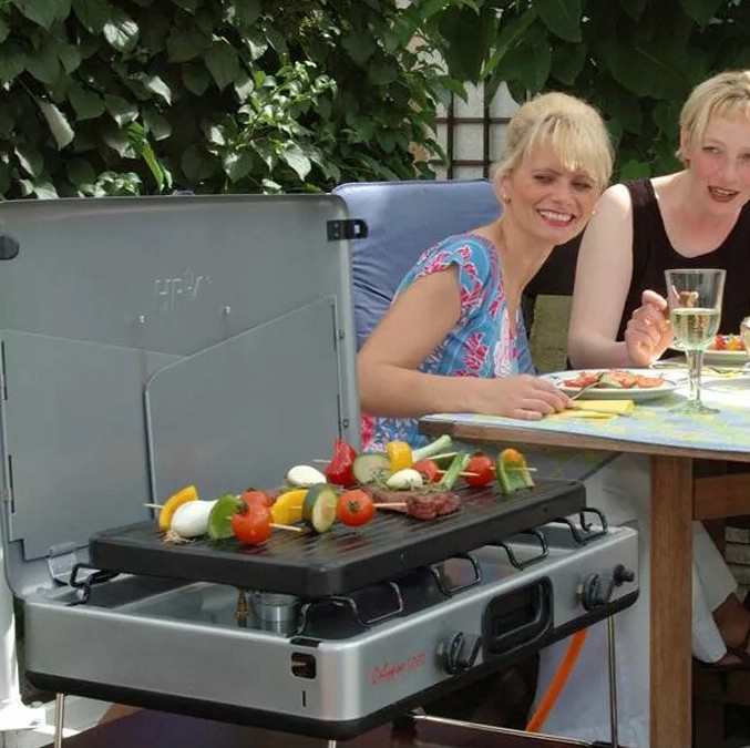 FALTBARER GASKOCHER MIT GRILLPLATTE HPV CALYPSO 5000 50 mbar AUSGANG Product image