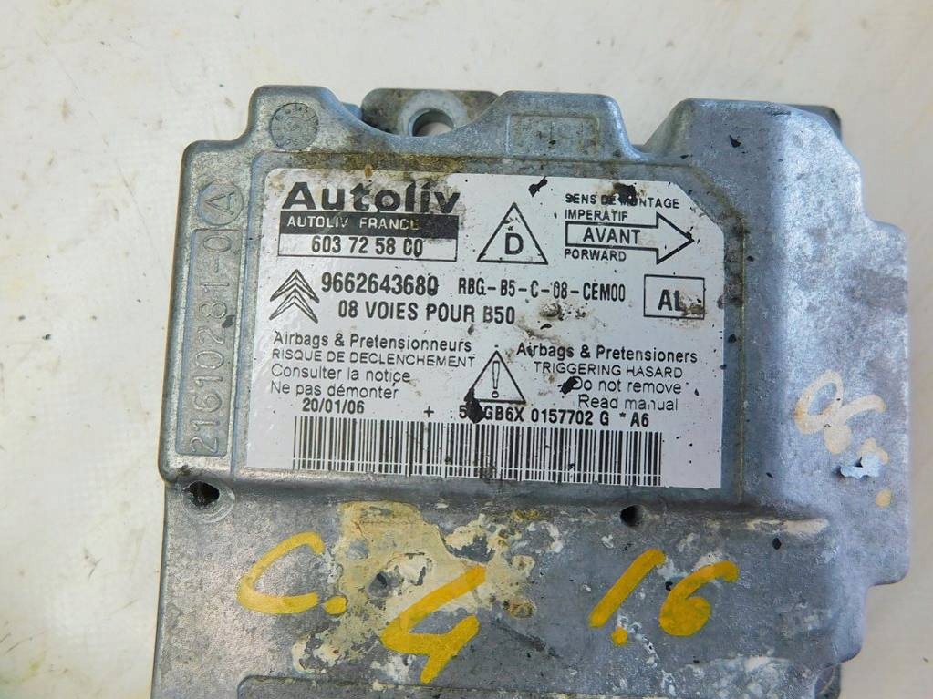 CITROEN C4 I 1.6 2006 SENSOR AIRBAG 9662643680 Product image