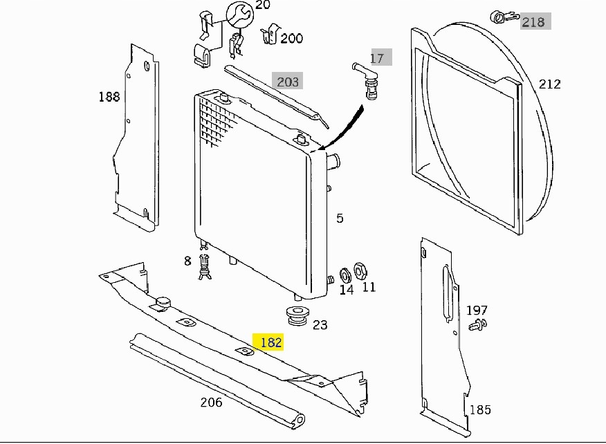 MERCEDES-BENZ W124 KÜHLERABDECKUNG 1245050388 Product image