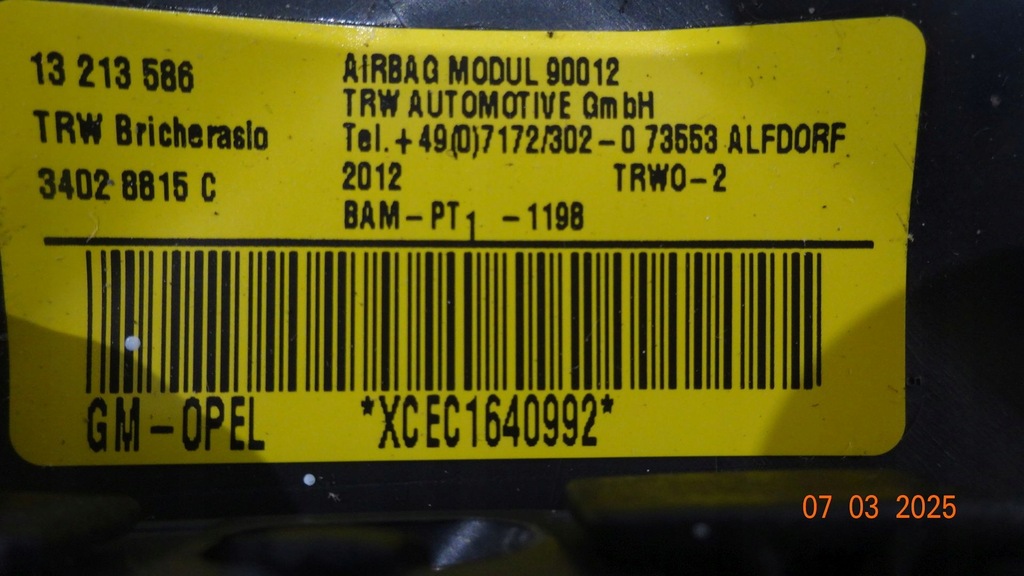Opel Corsa D Lift 12r Leve Kissen 13213586 Product image