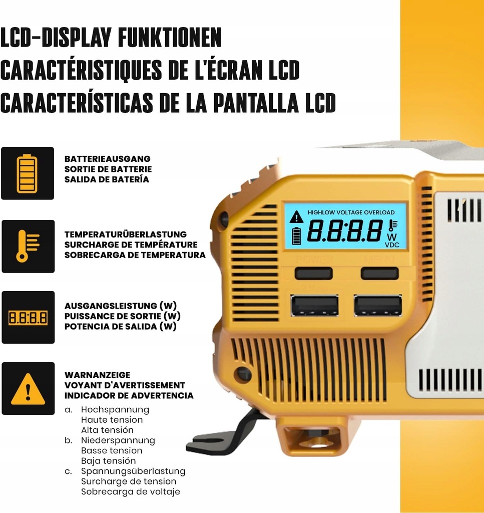 Kfz-Spannungswandler, Sinus-Wechselrichter 12V auf 230V, Product image