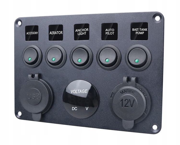 MARINE BOAT PANEL DIGITAL VOLTMETER DUAL USB PORTS 12V Product image