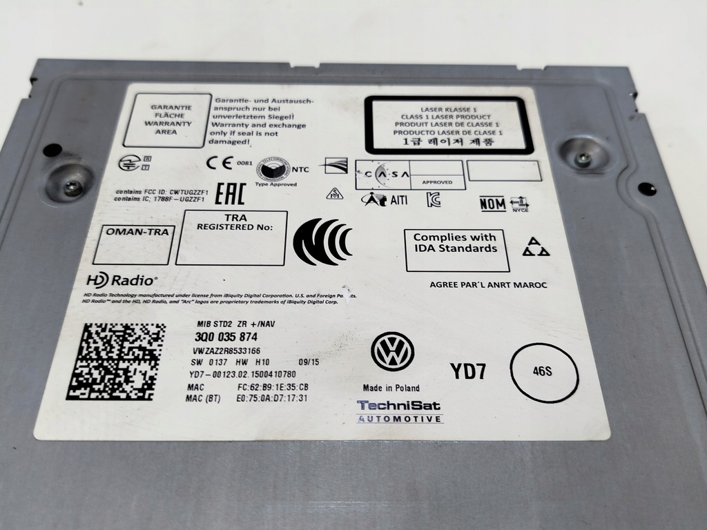 NAVIGATIONSLESEGERÄT VW PASSAT B8 3Q0035874 FUNKTIONSFÄHIG, RECHTLICH! Product image