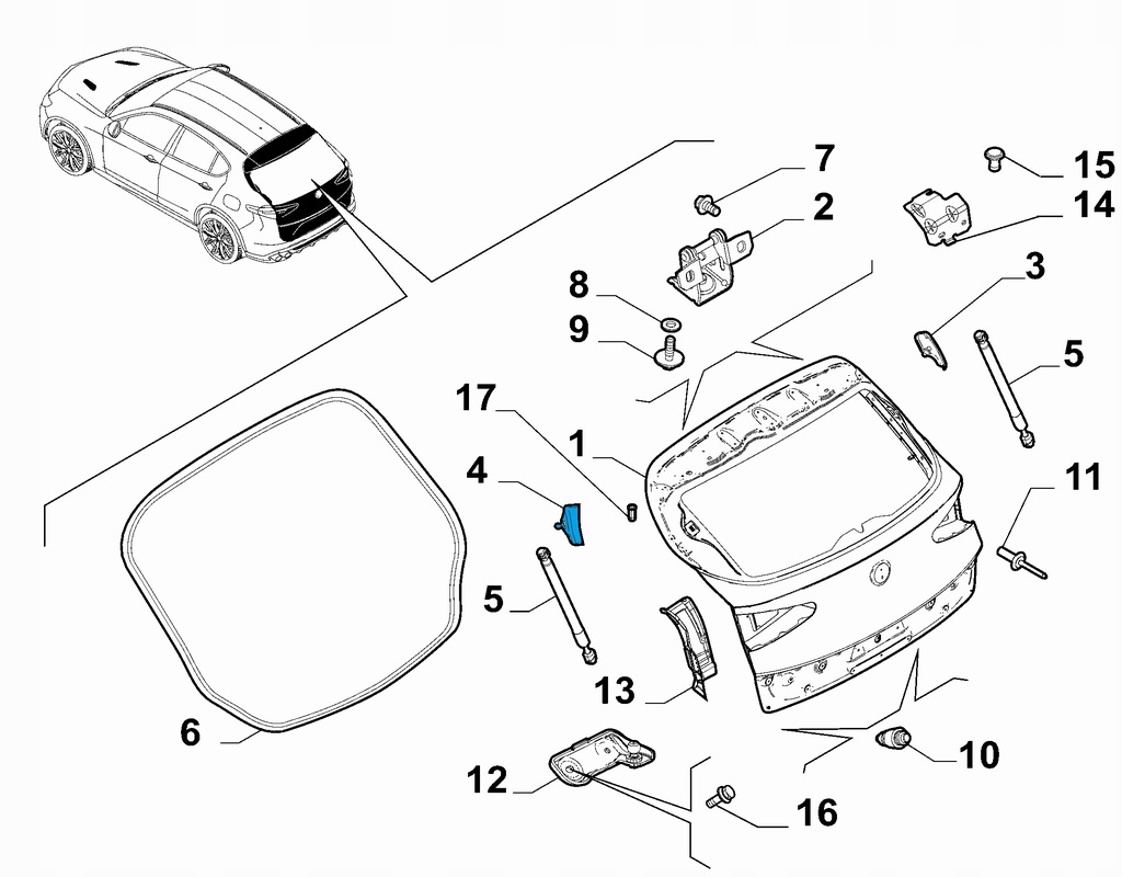 50540982 ALFA ROMEO Linker Kofferraumdeckel-Aktuator Product image
