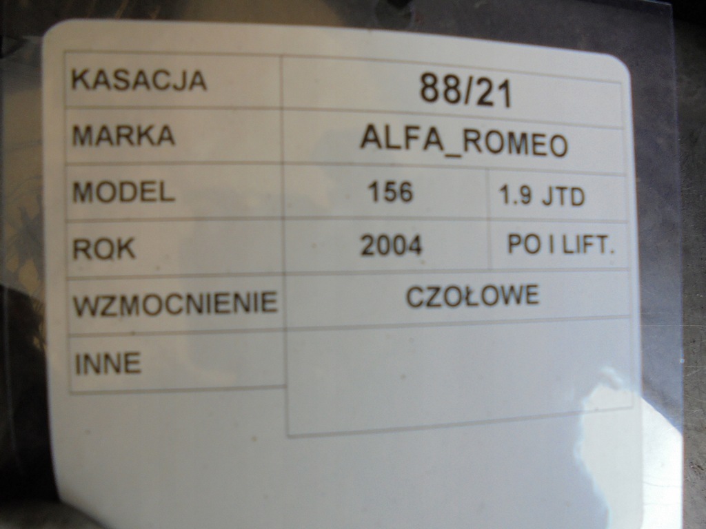 Frontverstärkung Alfa Romeo 156 Lift Product image