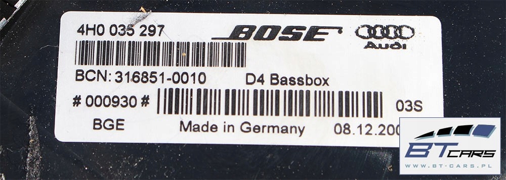 Audi A8 Lautsprecher Bose Sound System 4H 4H0035411A 4H1035401 4H1035402 4H0035 Product image