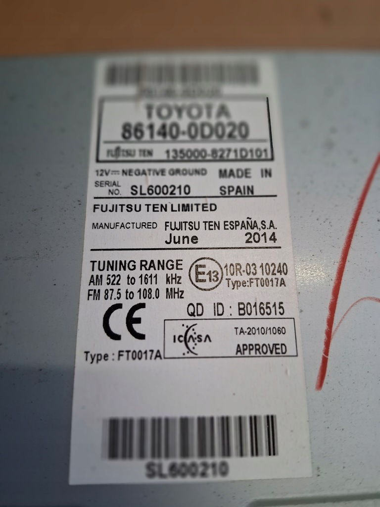 RADIO-CD-NAVIGATION TOYOTA YARIS III 2011-2014 86140-0D020 Product image