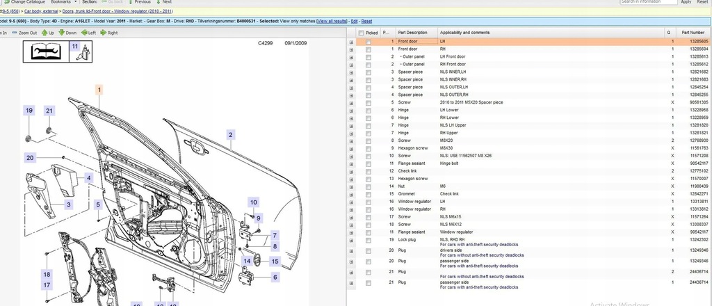 Saab 9-5 2011 Vordertür links Product image